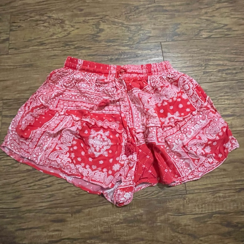 Red & White Bandana Patterned Shorts